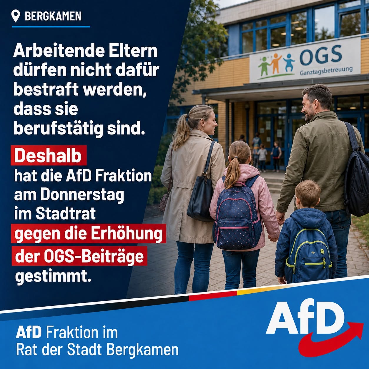 AfD-Fraktion Bergkamen: gegen die Erhöhung der OGS-Beiträge