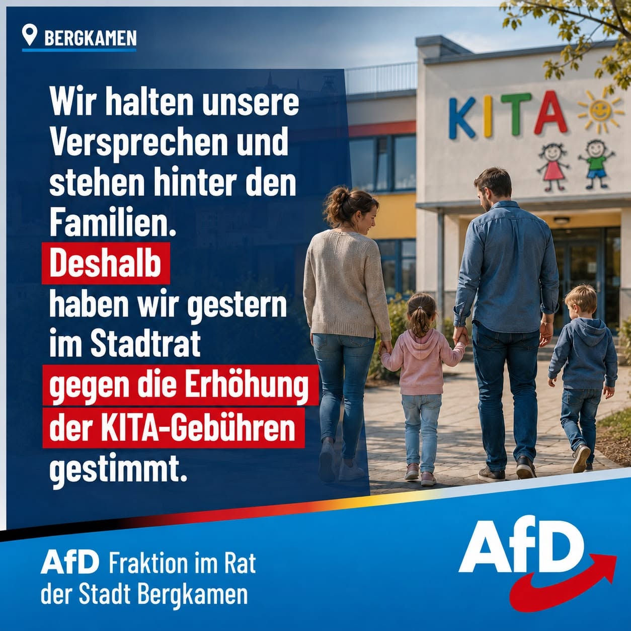 AfD-Fraktion Bergkamen: gegen die Erhöhung der KITA-Gebühren